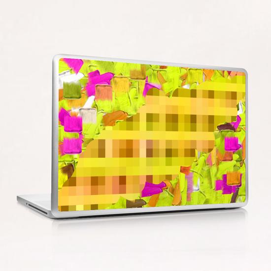 green yellow pink brown painting and pixel abstract background Laptop & iPad Skin by Timmy333