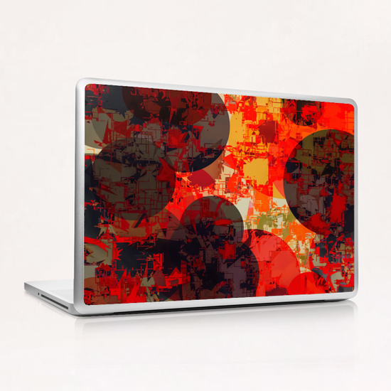 geometric circle pattern abstract in orange and red Laptop & iPad Skin by Timmy333