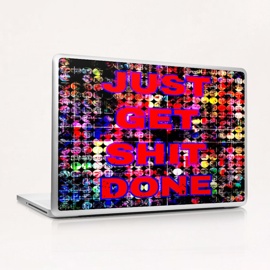 just get it done quote with circle pattern painting abstract background in red pink blue yellow Laptop & iPad Skin by Timmy333