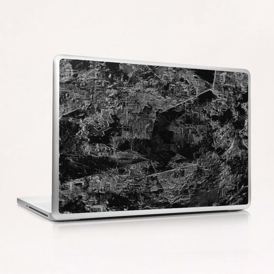 psychedelic painting texture abstract background in black and white Laptop & iPad Skin by Timmy333