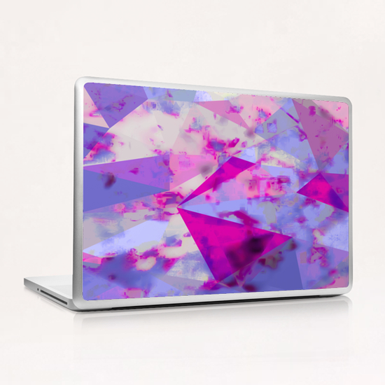 geometric triangle pattern abstract background in pink and blue Laptop & iPad Skin by Timmy333