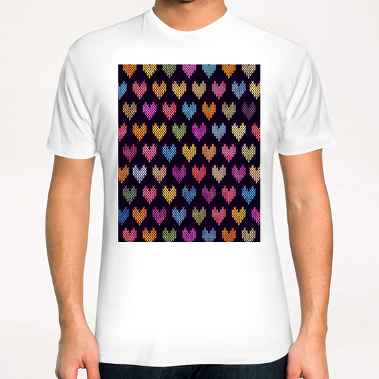 Colorful Knitted Hearts X 0.1 T-Shirt by Amir Faysal