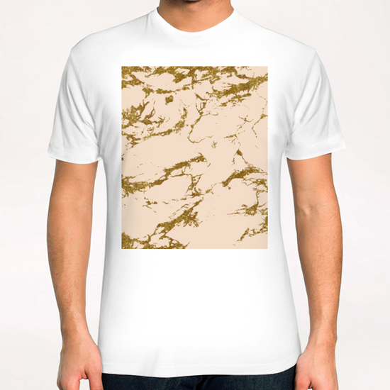 Blush & Gold Marble T-Shirt by Uma Gokhale