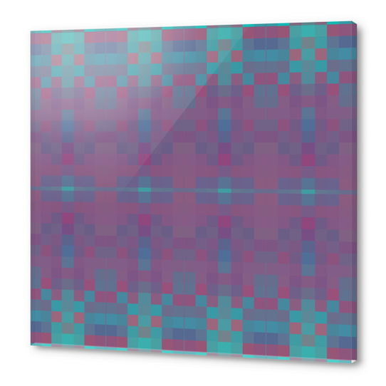 geometric symmetry art pixel square pattern abstract background in purple blue pink Acrylic prints by Timmy333