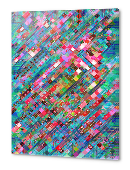 geometric square pixel pattern abstract background in blue pink Acrylic prints by Timmy333