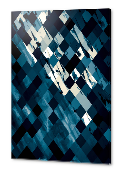 geometric square pixel pattern abstract background in blue Acrylic prints by Timmy333