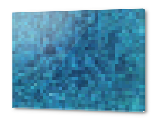 blue geometric square pixel pattern abstract background Acrylic prints by Timmy333