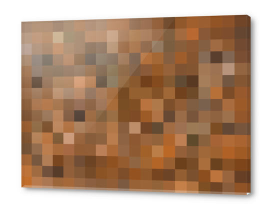 brown geometric square pixel pattern abstract background Acrylic prints by Timmy333