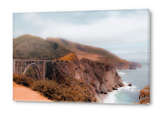 Bridge and mountain with ocean view at Bixby Creek Bridge, Big Sur, Highway 1, California, USA Acrylic prints by Timmy333