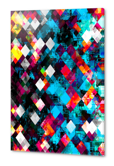 graphic design pixel geometric square pattern abstract background in blue red pink Acrylic prints by Timmy333