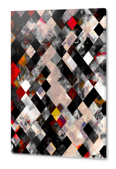 geometric pixel square pattern abstract art in red brown black Acrylic prints by Timmy333