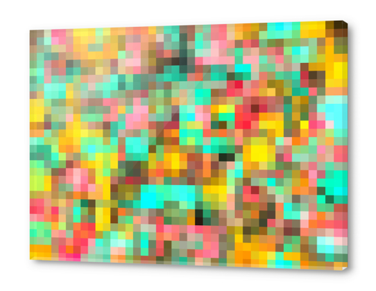 geometric square pixel pattern abstract in green yellow pink Acrylic prints by Timmy333