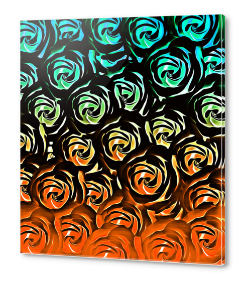 rose pattern texture abstract background in blue green orange Acrylic prints by Timmy333