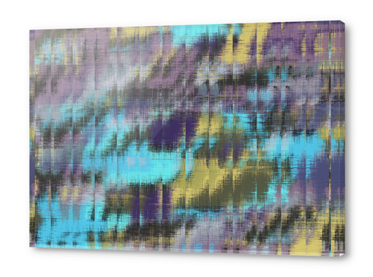 psychedelic geometric abstract pattern in blue yellow purple Acrylic prints by Timmy333