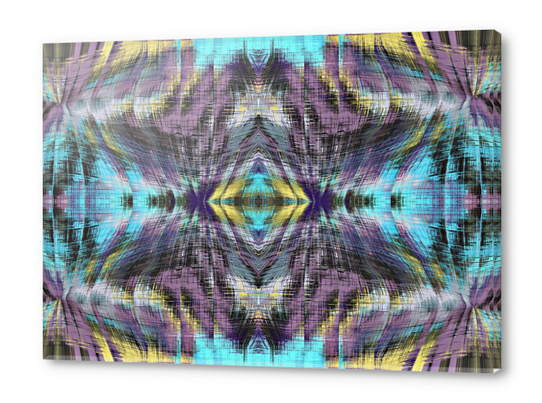 psychedelic geometric symmetry abstract pattern in purple blue yellow Acrylic prints by Timmy333