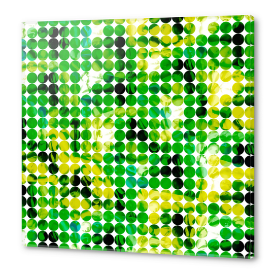 circle pattern abstract background with splash painting abstract in green and yellow Acrylic prints by Timmy333