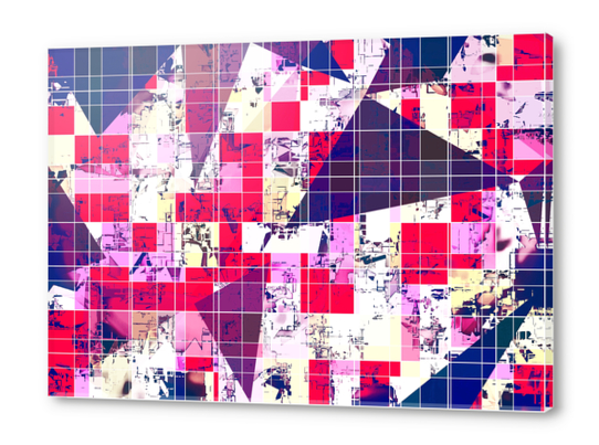 geometric square and triangle pattern abstract in red and blue Acrylic prints by Timmy333