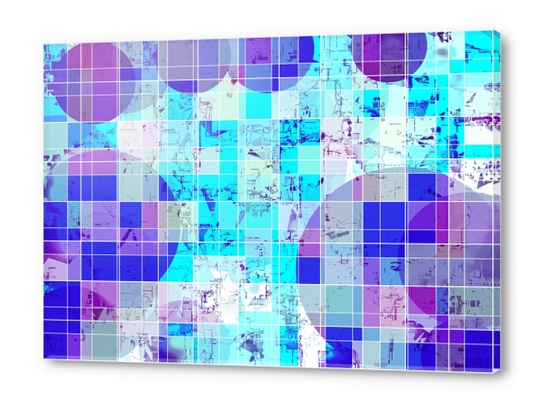 geometric square and circle pattern abstract in blue Acrylic prints by Timmy333