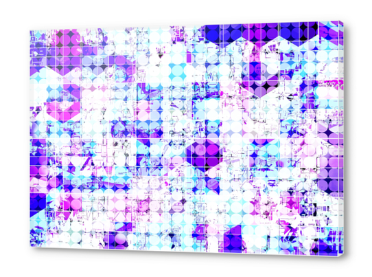 geometric square and circle pattern abstract background in pink blue Acrylic prints by Timmy333