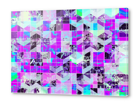 geometric square pattern abstract in purple blue Acrylic prints by Timmy333