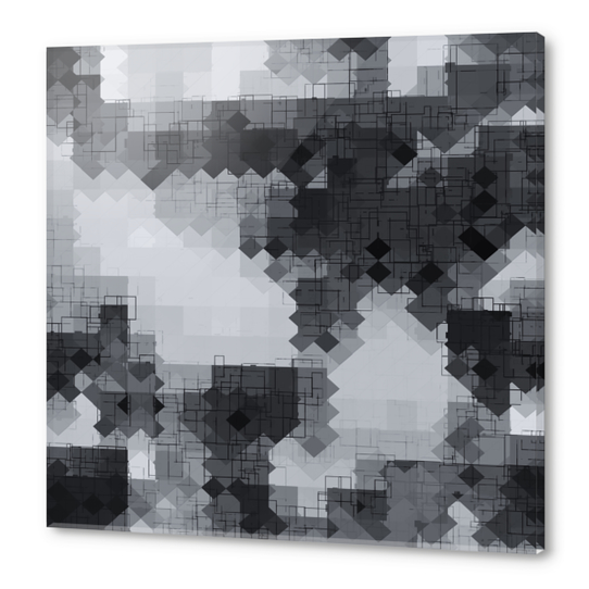 geometric square pixel pattern abstract background in black and white Acrylic prints by Timmy333