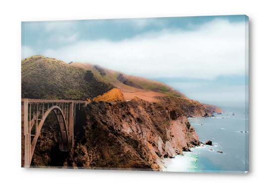 bridge with green mountain and ocean view at Bixby Bridge, Big Sur, California, USA Acrylic prints by Timmy333