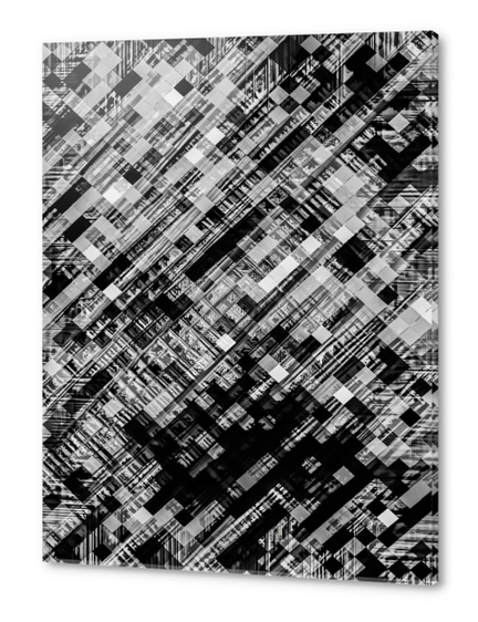 geometric square pixel pattern abstract in black and white Acrylic prints by Timmy333