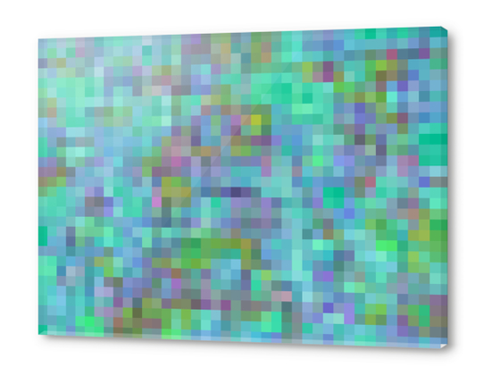 geometric square pixel pattern abstract in green blue pink Acrylic prints by Timmy333