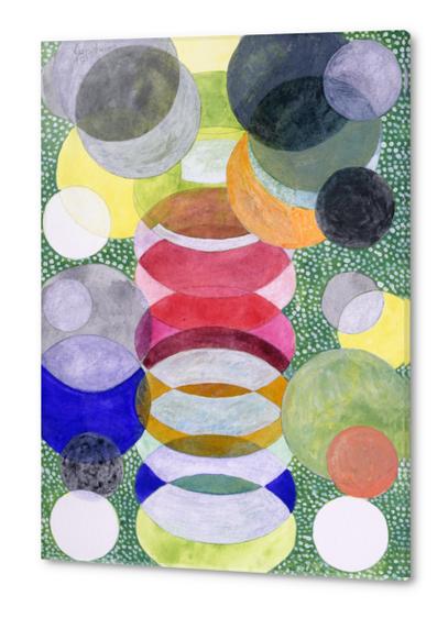 Overlapping Ovals and Circles on Green Dotted Ground Acrylic prints by Heidi Capitaine