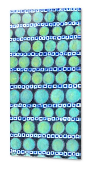 Rows of Blue Iridescent Circles Pattern Acrylic prints by Heidi Capitaine