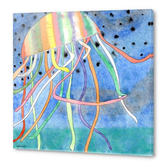 Rainbow Colored Jelly Fish  Acrylic prints by Heidi Capitaine