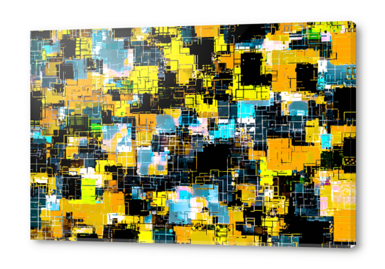 geometric square pixel pattern abstract background in orange yellow blue Acrylic prints by Timmy333