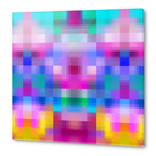 geometric symmetry art pixel square pattern abstract background in pink blue  Acrylic prints by Timmy333