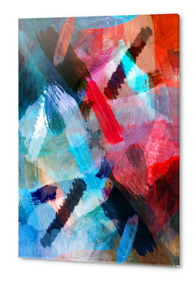 abstract splatter brush stroke painting texture background in blue red Acrylic prints by Timmy333