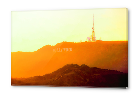 sunset sky in summer at Hollywood Sign, Los Angeles, California, USA Acrylic prints by Timmy333