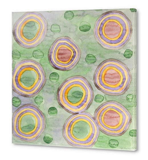 Luminous Ringed Circles on Green  Acrylic prints by Heidi Capitaine