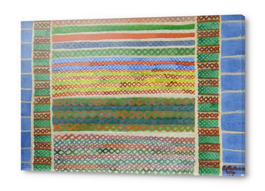 Colorful Stiches on Horizontal Colorful Stripes Acrylic prints by Heidi Capitaine