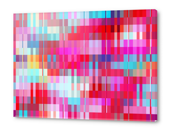 geometric square pixel pattern abstract background in pink and blue Acrylic prints by Timmy333