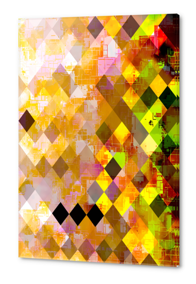 geometric pixel square pattern abstract background in orange pink green yellow Acrylic prints by Timmy333