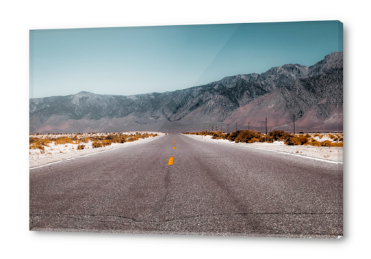 road in the desert with mountain view in California USA Acrylic prints by Timmy333