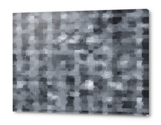 geometric square pixel pattern abstract in black and white Acrylic prints by Timmy333