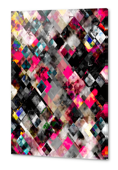 geometric pixel square pattern abstract background in pink blue Acrylic prints by Timmy333