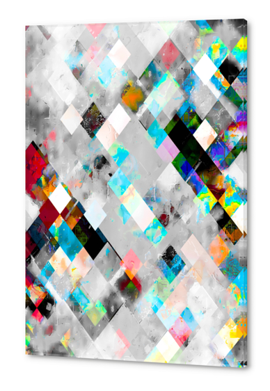 geometric pixel square pattern abstract art in blue brown red Acrylic prints by Timmy333