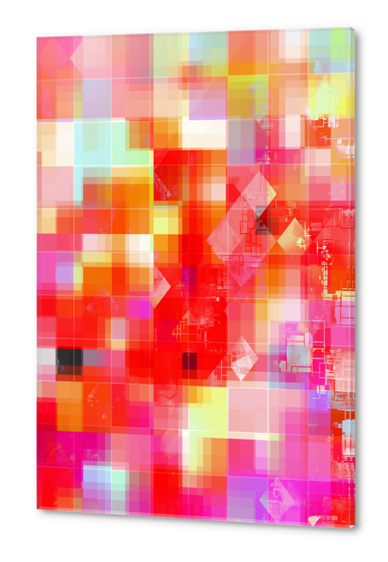 geometric pixel square pattern abstract background in red pink blue Acrylic prints by Timmy333