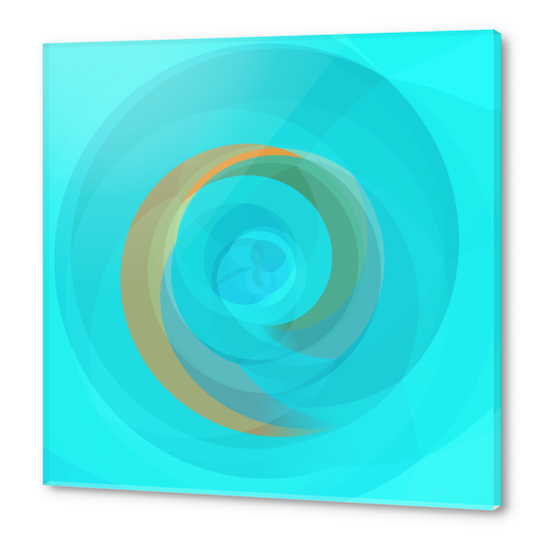 spiral line geometric art abstract background in blue yellow Acrylic prints by Timmy333