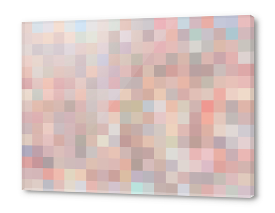 geometric square pixel pattern abstract in pink and blue Acrylic prints by Timmy333