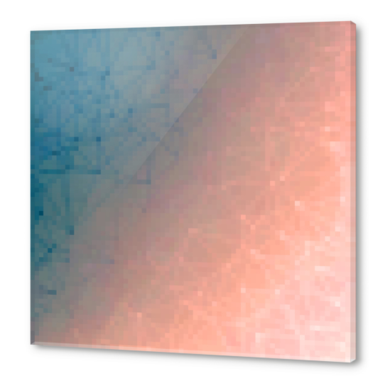 geometric pixel square pattern abstract background in pink blue Acrylic prints by Timmy333