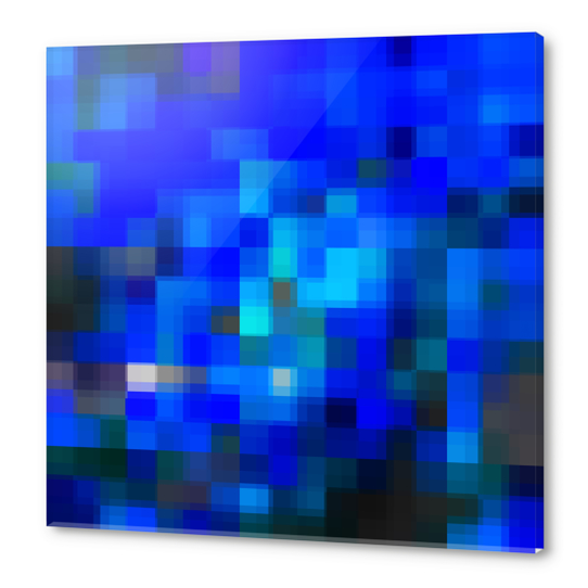 geometric pixel square pattern abstract background in blue Acrylic prints by Timmy333