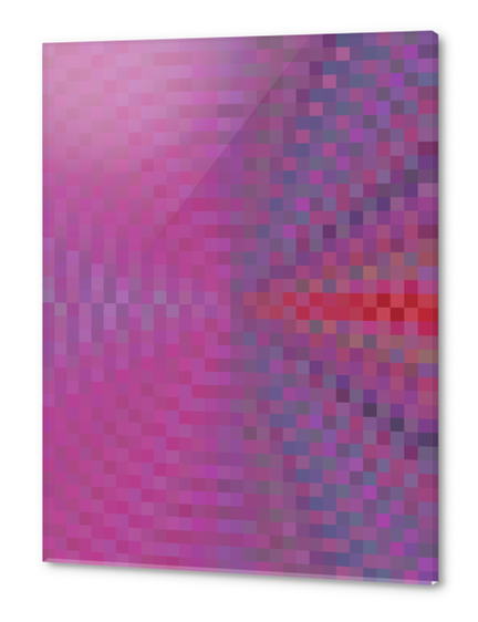 geometric square pixel pattern abstract background in pink and blue Acrylic prints by Timmy333