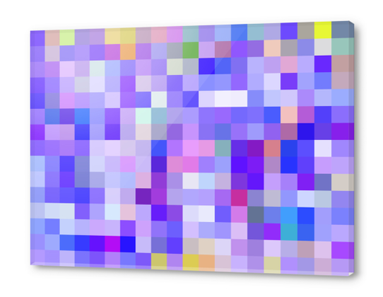 geometric square pixel pattern abstract background in blue pink purple Acrylic prints by Timmy333